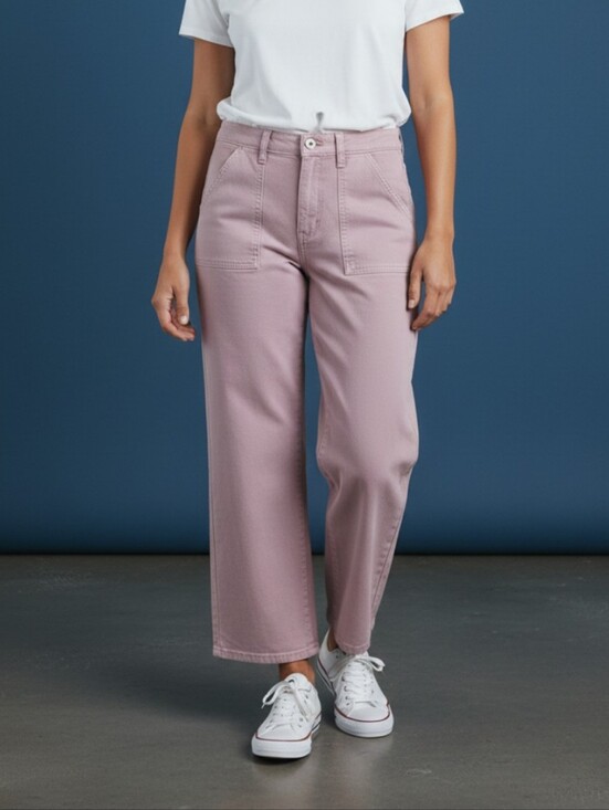 Risen Jeans Denim - Risen Jeans High-Rise Wide-Leg Jeans in Dusty Rose